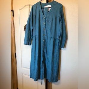 Not Perfect Linen Alberta dress size large in Deep Turquoise new